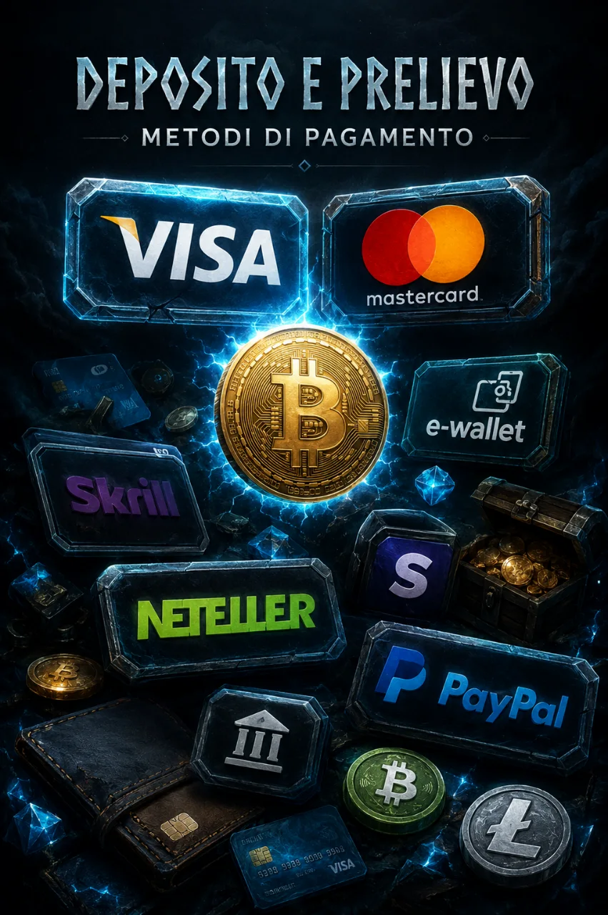 Loghi Visa Mastercard Bitcoin e-wallet su sfondo scuro